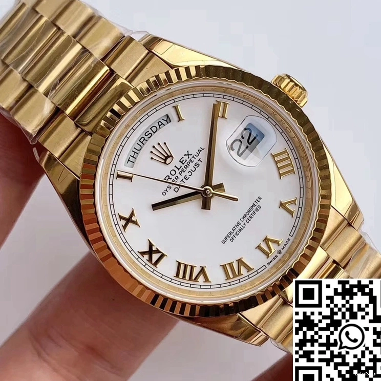 M128238 Rolex EW Scale Factory Day-Date Roman Time Dial White 0117